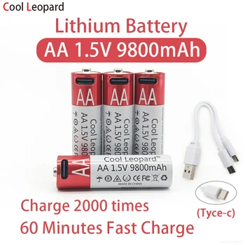 Нова литиева батерия с голям капацитет 1,5 AA 9800 ма 1,5 USB мишка с дистанционно управление, малък вентилатор, електрическа играчка батерия