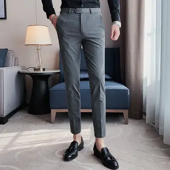 Нови панталони с копчета, мъжки летни ежедневни дълги панталони, градинска облекло 2023, пролет-лято Модерен панталон-молив за мъже, реколта P234