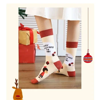 Нови трансгранични външнотърговските чорапи на Дядо Коледа Пролет-лято Чорапи-тръба с анимационни снеговиком Тенденция на мъжки и дамски памучни чорапи