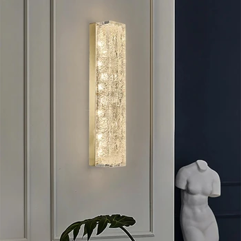 Нощни мед crystal led монтиран на стената лампа за дневна, на фона на лампа за коридор, малка странична лампа от мед смола в постмодерния стил
