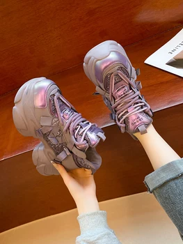 Обувки, Дамски маратонки, Тенис дамски маратонки на платформа Roses, Ежедневни обувки, Мода 2023 г., е Дебела подметка, Гумена лента за почивка, чрез шнурове