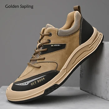 Обувки за катерене Golden Sapling от естествена кожа, градинска мъжки ежедневни обувки, Тактически мокасини на равна платформа за почивка, мъжки Мокасини