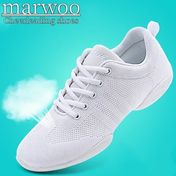 Обувки за черлидинга Marwoo Детски танцови обувки Обувки за състезания по аеробика Обувки за фитнес, Женска, бяла, спортни обувки за джаз 6708