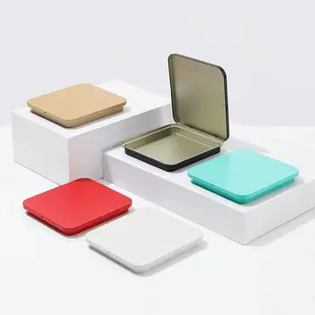 Однотонная желязна кутия, Мини-квадратна кутия за съхранение с печата, Празна Метална Лидице кутия за бонбони
