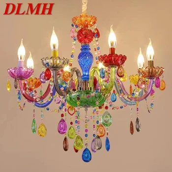 Окачен лампа DLMH с цветен хрусталем, арт-лампа за стаята на момичетата, Детска стая, хол, Ресторант, полилей за спални