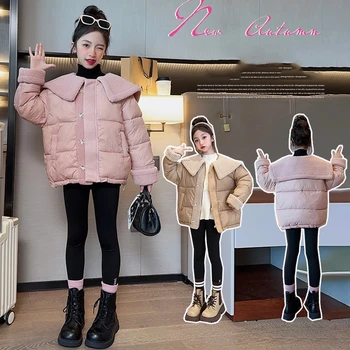 Палта за момичета, зимни памучен ветровка 2023 година, топло Плюс кадифе утепленная висококачествени детски дрехи