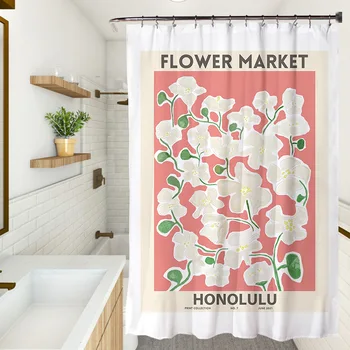 Пердета Ins с цветя в корейски стил, Водоустойчив плат, аксесоари за декорация на баня, Моющаяся завеса за душа в банята
