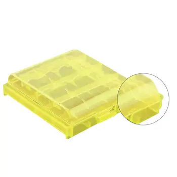 Пластмасов отделението отделение Кутия за съхранение на акумулаторни батерии тип АА ААА Прозрачна кутия Контейнер Органайзер - жълт