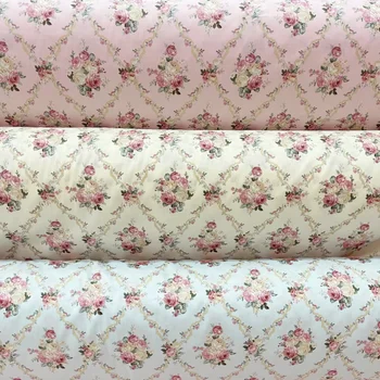Плат с принтом от розова памучна кепър лента през 160х50см, за производство на постелки, покривки за маса ръчно изработени платове за дрехи