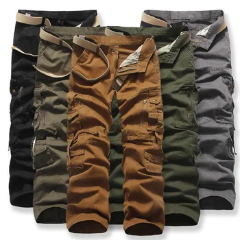 По-големи размери, нови мъжки панталони-карго, всекидневни, с множество джобове, в стил сафари, мъжки военни тактически памучни прави панталони, мъжки панталони