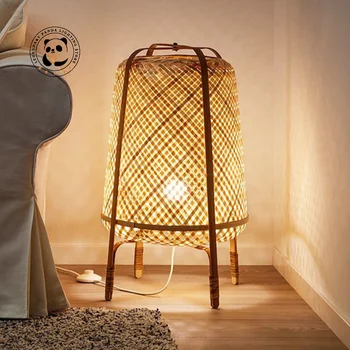 Под лампа от бамбук и интериор в японски стил LED Изкуството на Плетене на Бамбук, Ръчно изработени Хол, Спалня, Кабинет Таванско помещение Начало Декор Постоянна Светлина