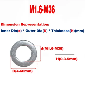 Полагане на SS 304/метален винт, увеличена и удебелена кръгла плоска шайба M1.6-М36