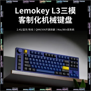 Полагане на механична клавиатура Lemokey L3 Многофункционална дръжка за гореща замяна трехрежимной игра безжична клавиатура 91 клавиш Rgb Pbt Keycap