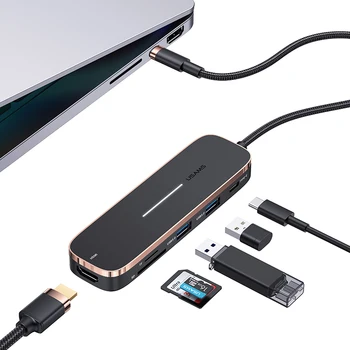 Продажба на едро на 6-портов хъб usb 3.0 Type C, мултифункционален USB сплитер, конвертор, USB hub, адаптер за зарядно устройство за лаптоп