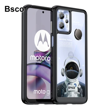 Прозрачен твърд акрилни калъф за мобилен телефон в стила на космонавта за Motorola Moto G23 G13 4G, противоударная делото