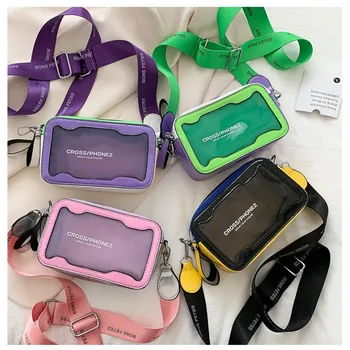 Прозрачната чанта-месинджър за жени, чанта през рамо желейного цвят, популярна мода, голям капацитет, модерен, Готин Розов, зелен