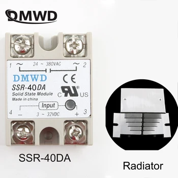 Промишленото твердотельное реле SSR 40A с Предпазни отметка SSR-40DA 40A DC control AC Радиатор радиатор