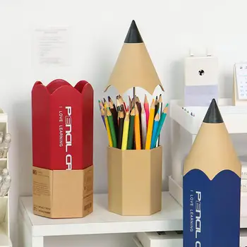 Просторен държач за дръжка във формата на молив, държач за химикалки с пылезащитной капак, перфектен органайзер за студентските аудитории, работни маси, настолни компютри