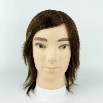 Професионални главата-манекени от 100% истински човешки косъм, за салон за красота в мъжкото фризьорство стил, полагане на главата-сляпо от естествена коса за перуки