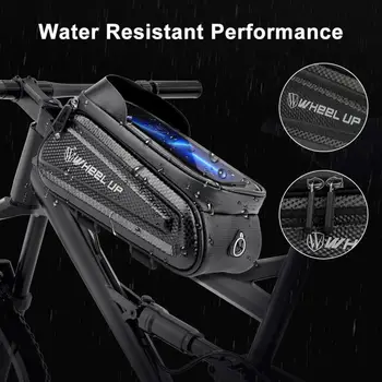 Рама непромокаемой велосипеди чанти NEWBOLER, Размерът на Горната тръба, Велосипедна чанта, отразяваща 7-инчов калъф за телефон, чанта със сензорен екран, Аксесоари за МТБ велосипеди
