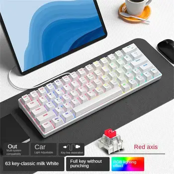 Ръчна детска клавиатура с 68 Бутони, 65% Мини-Жичен Механична клавиатура за геймъри, RGB осветление за КОМПЮТЪР, офис игрови аксесоари.