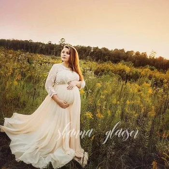Секси рокли за фотография на бременни, бельо елегантна рокля за фотосесии на бременни, дълго бельо макси рокля за бременни, подпори за фотосесии на бременни.