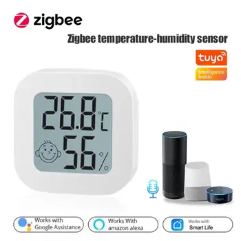 Сензор за температура и влажност на Hristo ZigBee за автоматизация на умен дом дистанционно управление Работи с Алекса Google Home Асистент