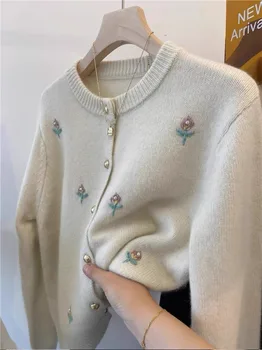 Сив пуловер, яке за жени, Есенно-зимния Нов Вълнен вязаный жилетка, топ за жени