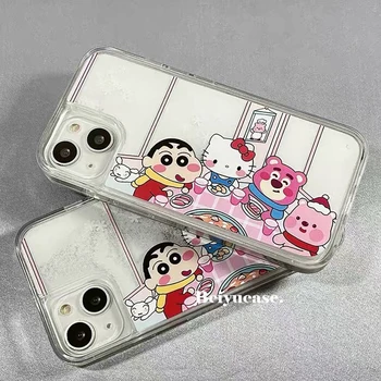Сладък Sanrio Hello Kitty Xiaoxin Loopy Cartoony Гореща Пот Калъф за Телефон Iphone15 15Promax 15Pro 14 13 12 11 Кавайный Подарък за Момичета