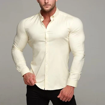 Случайни жилетка на едноцветни копчета, лятна мъжка риза с дълъг ръкав, мъжки риза 2024, Пролетно новост, Градинска мода, Свободни ризи за мъже
