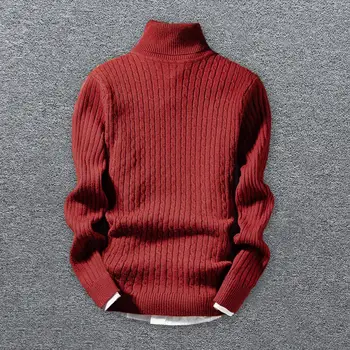 Случайни мъжки топ с дълъг ръкав, мъжки пуловер с дълъг ръкав, уютен мъжки зимен пуловер с висока яка, мека вязаный топъл пуловер за ежедневието