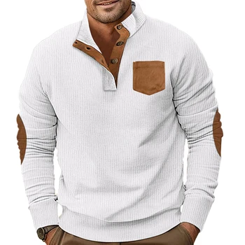 Спортен мъжки hoody с висока яка, вельветовый пуловер с дълги ръкави, който е подходящ за активни занимания и ежедневна стил
