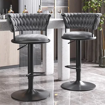 Стилен бар стол за почивка, Висококачествен Минималистичен Модерен Въртящи скандинавски стол, Регулируем Удобни мебели Barkrukken