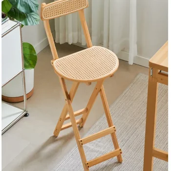 Столове за трапезария Модни Модерни трапезни столове от естествен бамбук, бар стол от ратан, Ракита Дизайнерски табуретки с дугообразной облегалка