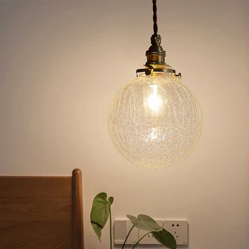 Стъклена led окачен лампа в скандинавски стил за хранене, ретро окачен лампа, творчески минималистичен прозрачна лампа E27 за осветление на ресторанта