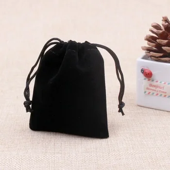 Съхранение на сешоар за коса черна байковая чанта Голям подарък чанта прост дизайн с завязками за устата опаковка за бижута малка тъканно чанта
