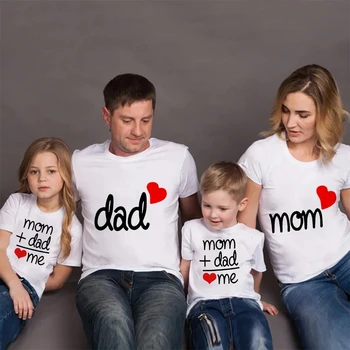 Татко, мама И аз, един и същ дрехи за семейството, Прости тениски за цялото семейство, Татко, Мама и Аз, Татко, Син, Майка и дъщеря, памучни облекла