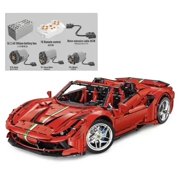 Технически дистанционно управление Red Super SportsCar F8, съвместим с 42143 автомобили, Строителни блокове, тухли, забавни играчки-пъзели, коледни подаръци