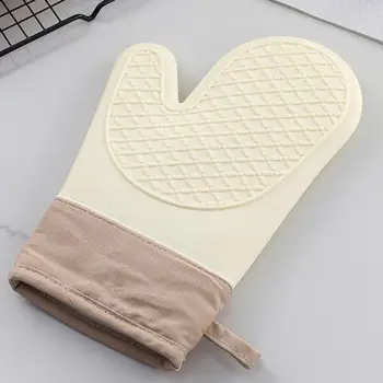 Топлоустойчиви ръкавици за фурна, термоустойчиви силиконови ръкавици за изолация на фурната, Ватиран дизайн, защита от изгаряне при висока температура