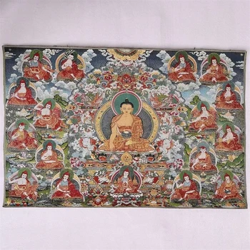 Тханка, бродирани парчовая рисувани, Буда Шакямуни, Изискана декорация на дома, благоприятна Тханка