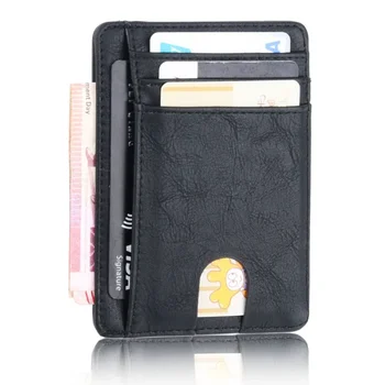Тънък Кожен портфейл с RFID заключване, притежател на кредитна ID-карти, портфейл, джоб за пари, за мъже и жени 2023, Модерна чанта 11,5x8x0,5 см