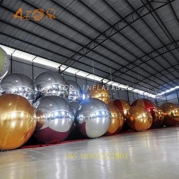 Търговската сфера от PVC, златен огледално кълбо, Отразяващи Коледен надуваем огледало топки за украса