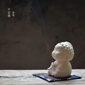 Украса на работния плот Креативна Съвременни Китайски Керамични Домакински Статуетка на Буда във формата на Жасмин, Кадилница, поставка за Тамян, ръчно рисувани