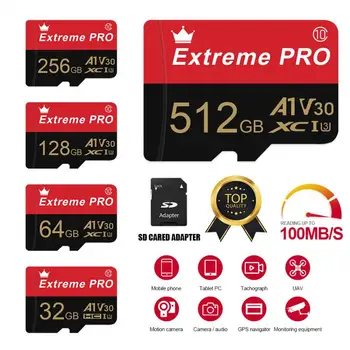 Ултра 128 GB Micro TF / SD-Карта Extreme SSD Флаш Памет SD-Карта 64 256 GB, 512 GB SD Карта Флаш Памет-TF Карта-Карта За Телефон / таблет