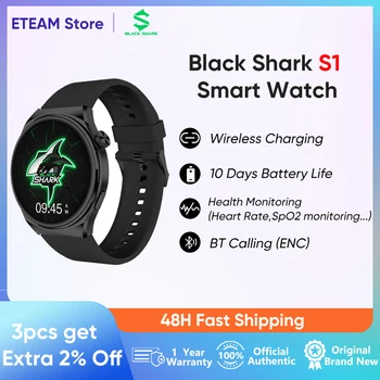 Умен часовник Black Shark S1 с 1,43-инчов AMOLED екран, безжичен зареждане, наблюдение на здравето, фитнес часовник, 10 дни автономна работа за мъже и жени