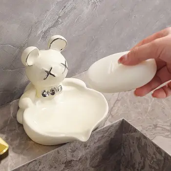 Уникален дизайн заек, държач за сапун, Керамични Домашен Творчески масичка за измиване на тоалетната чиния, водите, Керамични кутия за сапун, Аксесоари за баня