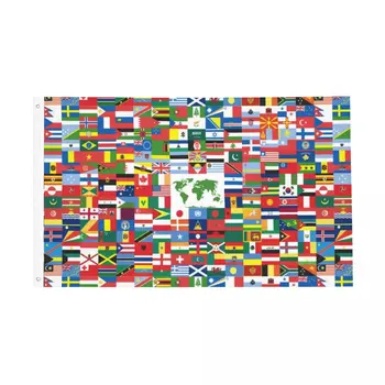 Флаг на света, Банер за помещения и на улицата, 2 Люверса, ярки цветни флагове с размер на 60x90 90x150 см