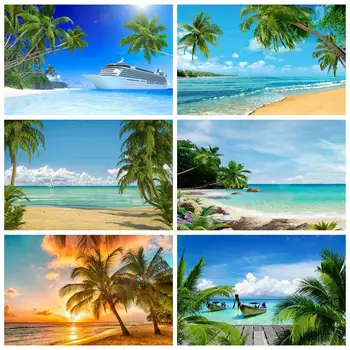 Фон за снимки с тропически океан, пясъчен плаж, Лятна море, Палми, каютой на борда на кораб, остров, на пътуването, на фона на фото студио