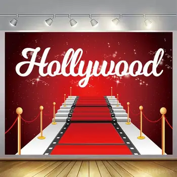 Фон за снимки червения Килим пътека Стълбище Голливудское шоу Фонове за партита Декор на филмови звезди Мечта Фотофон за студио