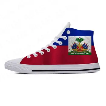 Хаити-Хаити Флаг Патриотическая Гордост Забавни Модни и Ежедневни Тъканта, Обувки С Висок Берцем Удобни Дишащи Мъжки И Дамски Маратонки С 3D Принтом